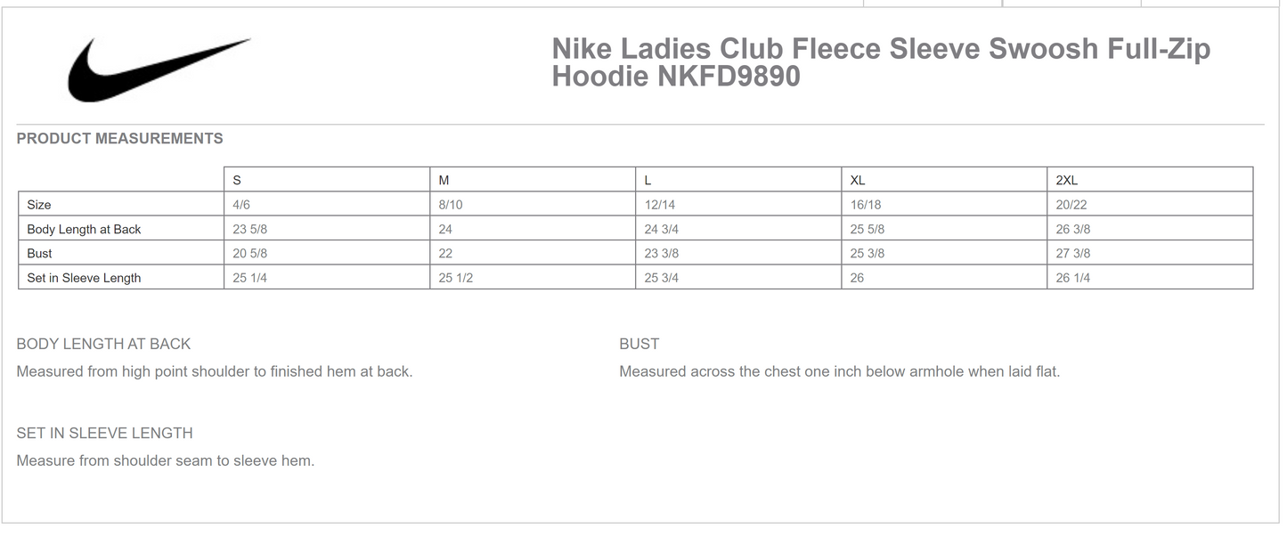 Nike Ladies Club Fleece Sleeve Swoosh Full Zip Hoodie